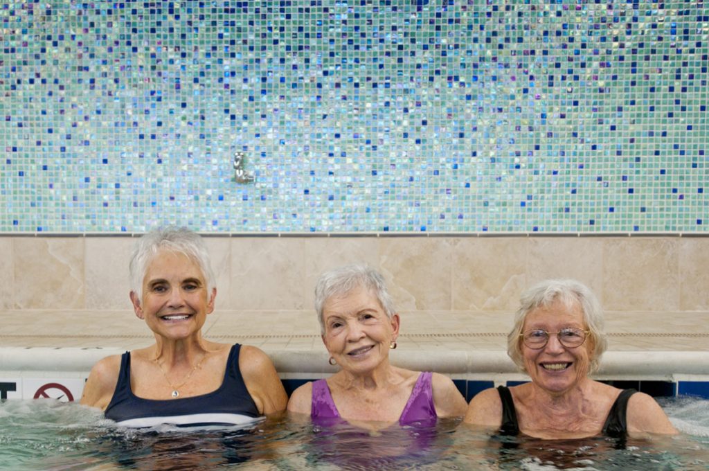 Three Ginger Cove residents in jacuzzi