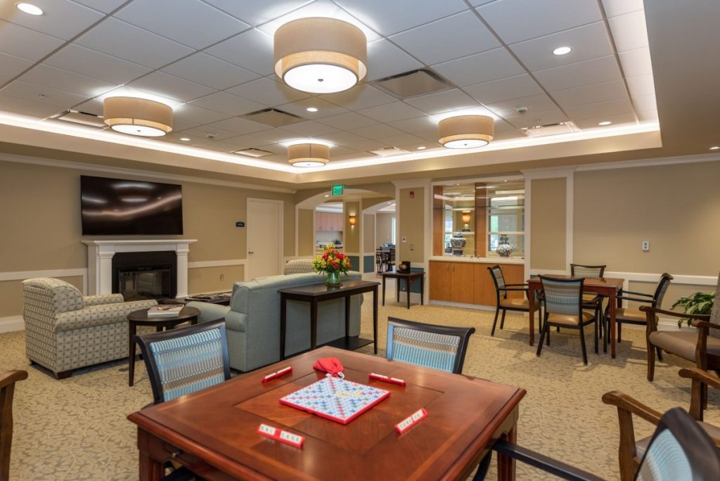 Ginger Cove Independent Living common area with Scrabble