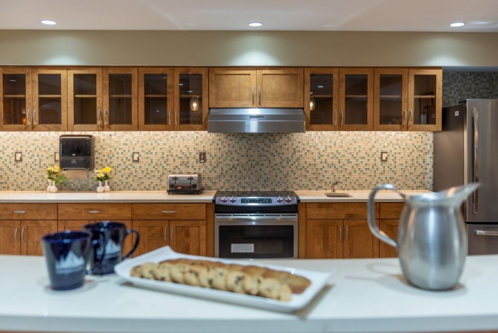 Ginger Cove Independent Living counter with milk and cookies