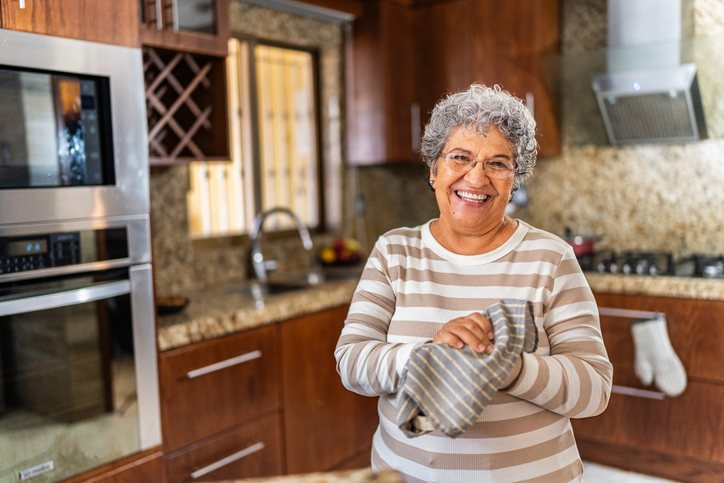 Portrait of senior woman at home Annapolis Ginger Cove at Home senior in kitchen