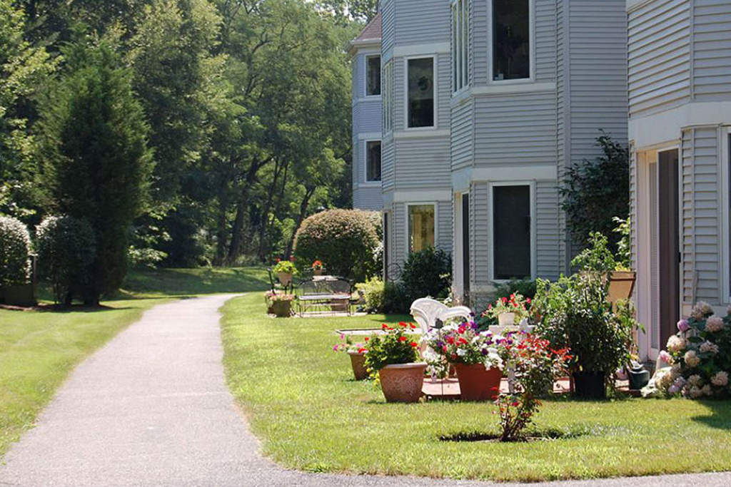 Ginger Cove resident patios and walking path