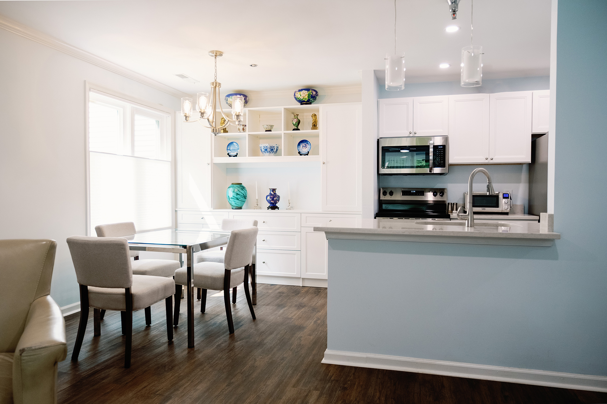 Ginger Cove resident apartment featuring built-in cabinets