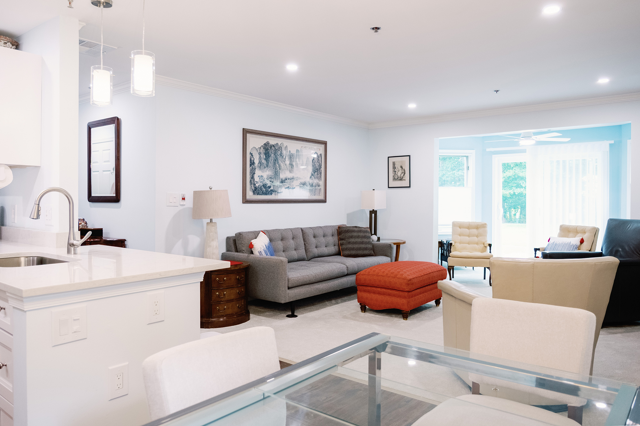 Ginger Cove resident apartment, furnished living room